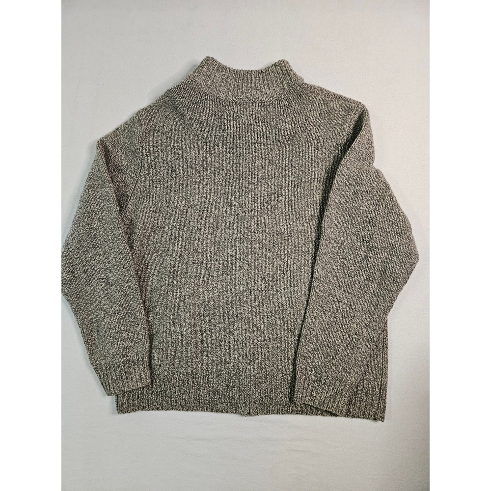 Vintage L.L.Bean 100% Lambswool Quarter Zip Sweater Men's XL Gray Marled Mock - Picture 3 of 7